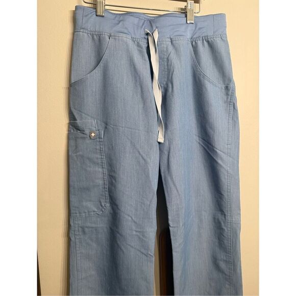 Figs Kade Cargo Drawstring Heathered Indigo Scrub Pants Size Extra Small - Picture 3 of 4